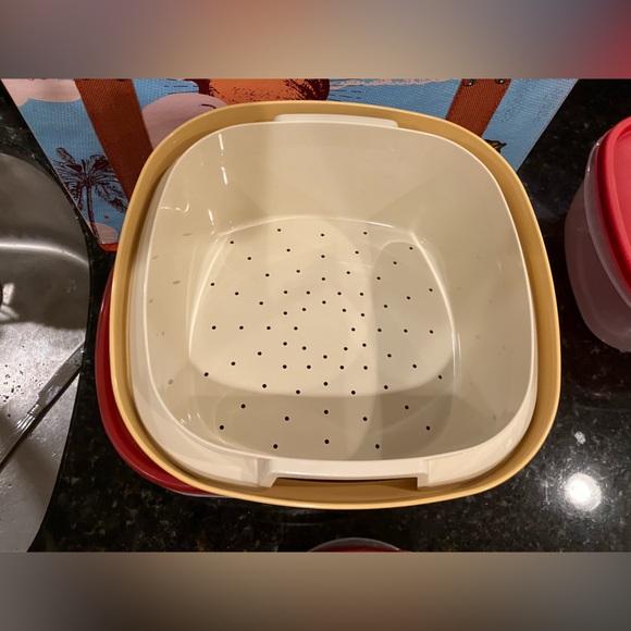 Tupperware Cream Gold with Red Container 9 pc Storage Set - Picture 15 of 16